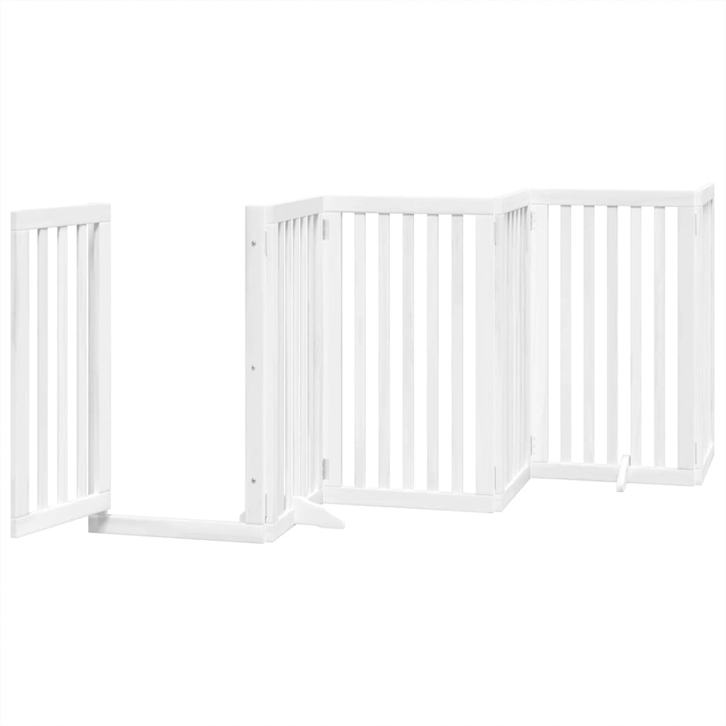 hundelåge med dør 15 paneler 750 cm foldbar poppeltræ hvid