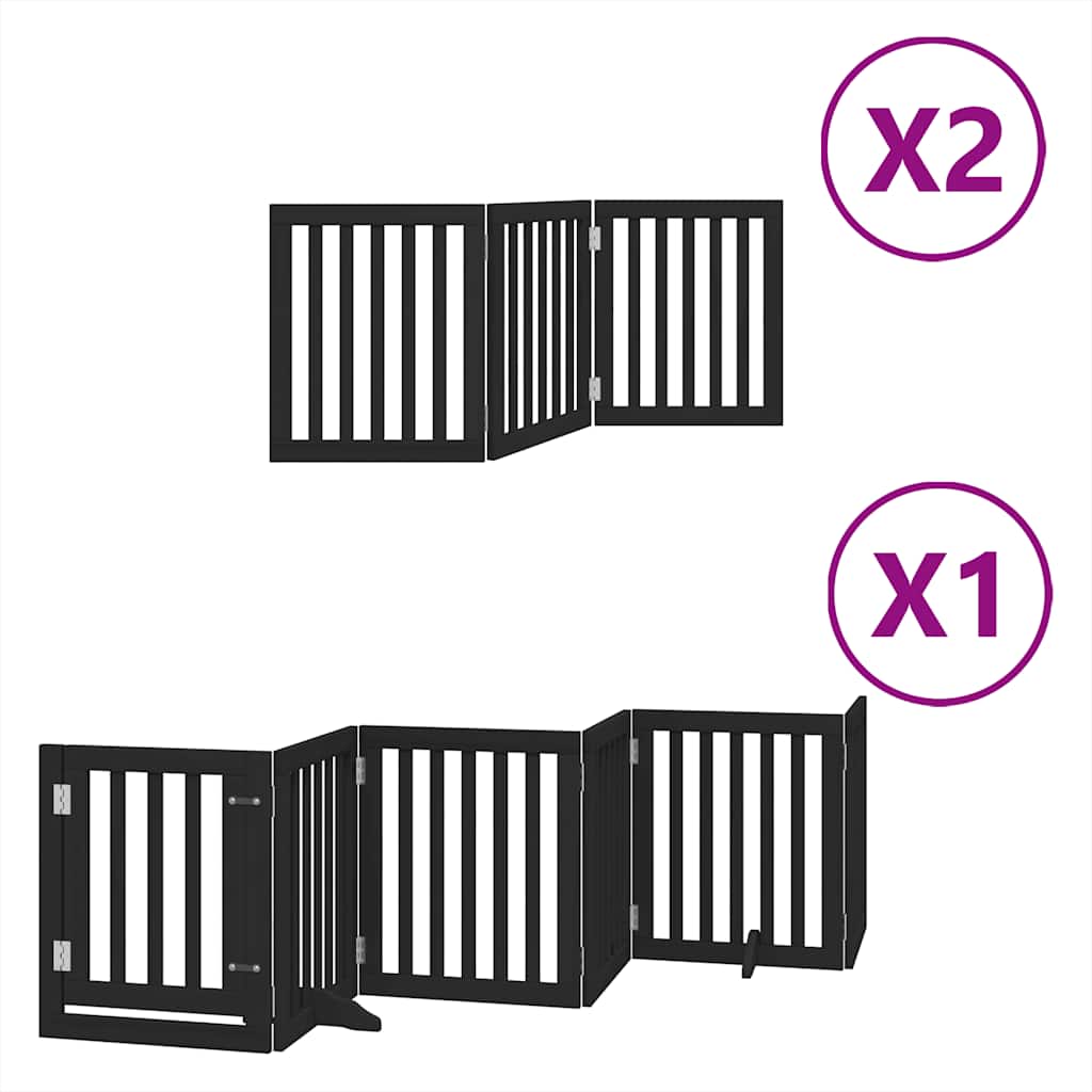 hundelåge med dør 12 paneler 600 cm foldbar poppeltræ sort