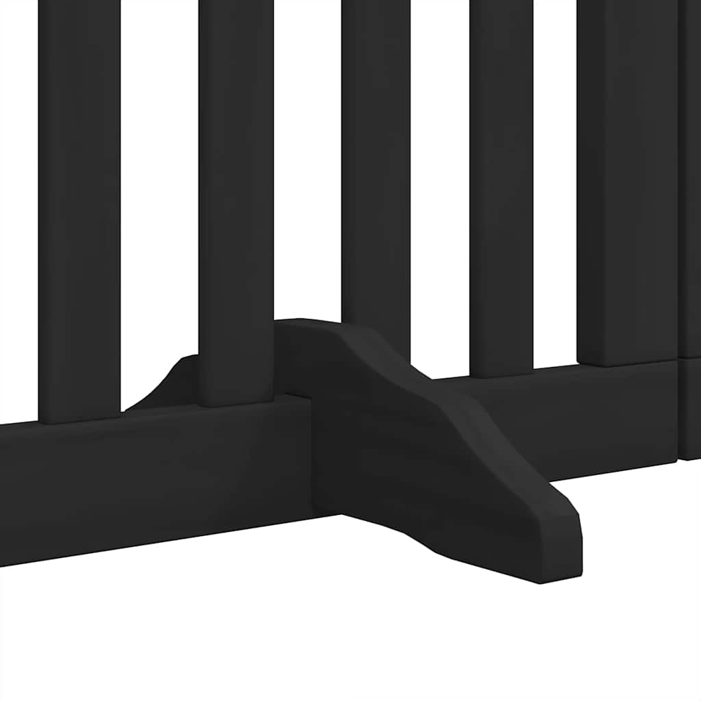 hundelåge med dør 12 paneler 600 cm foldbar poppeltræ sort