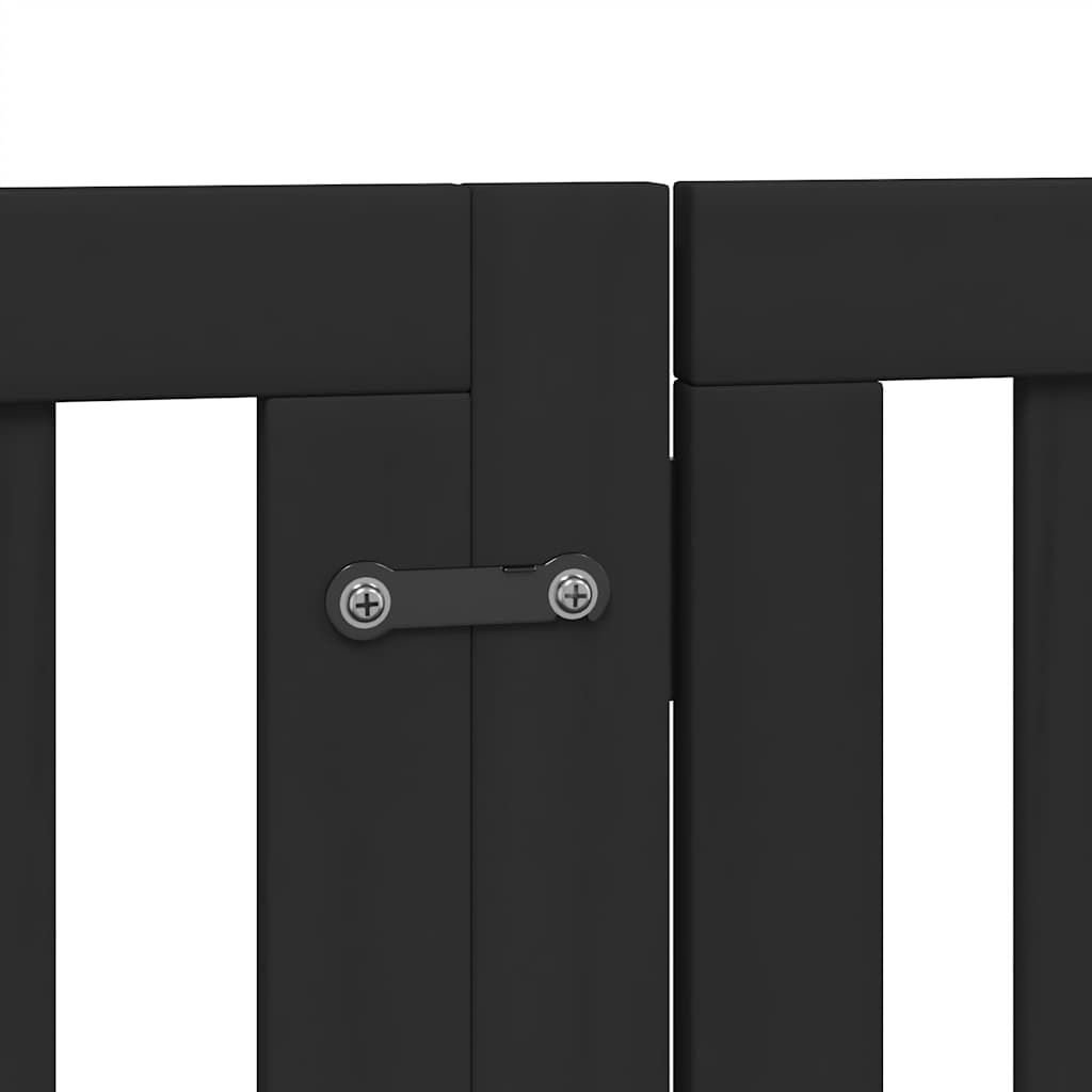 hundelåge med dør 12 paneler 600 cm foldbar poppeltræ sort