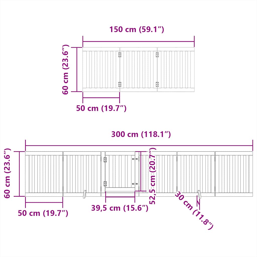 hundelåge med dør 12 paneler 600 cm foldbar poppeltræ sort