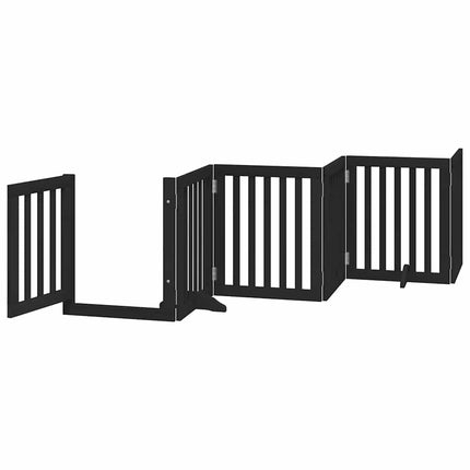 hundelåge med dør 15 paneler 750 cm foldbar poppeltræ sort