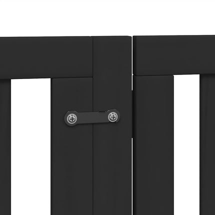 hundelåge med dør 15 paneler 750 cm foldbar poppeltræ sort