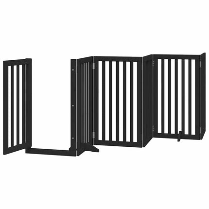 hundelåge med dør 15 paneler 750 cm foldbar poppeltræ sort