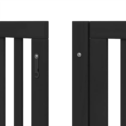hundelåge med dør 15 paneler 750 cm foldbar poppeltræ sort