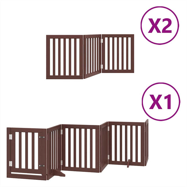 hundelåge med dør 12 paneler 600 cm foldbar poppeltræ brun