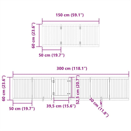 hundelåge med dør 12 paneler 600 cm foldbar poppeltræ brun