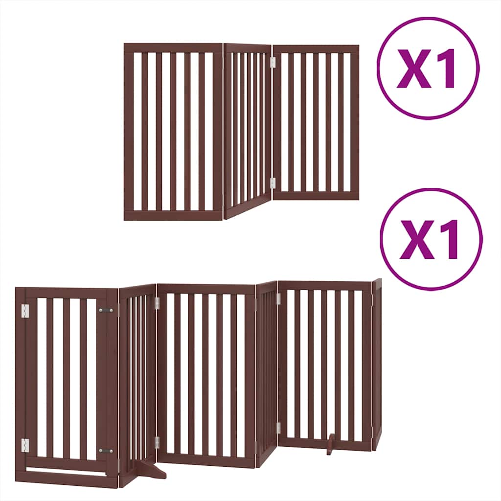 hundelåge med dør 9 paneler 450 cm foldbar poppeltræ brun