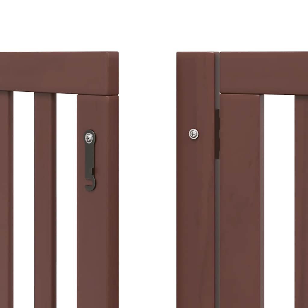 hundelåge med dør 9 paneler 450 cm foldbar poppeltræ brun