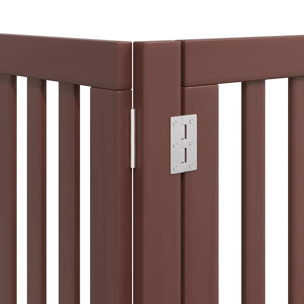 hundelåge med dør 9 paneler 450 cm foldbar poppeltræ brun