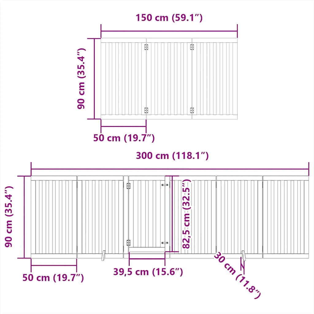 hundelåge med dør 9 paneler 450 cm foldbar poppeltræ brun