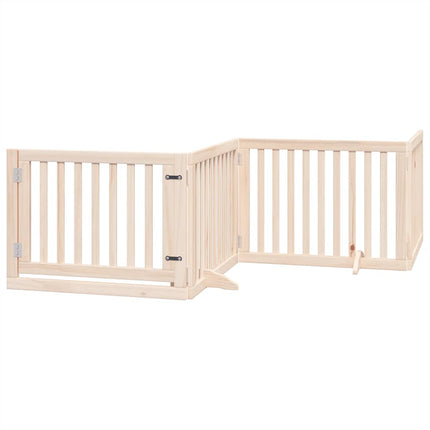hundelåge med dør 6 paneler 480 cm foldbar poppeltræ