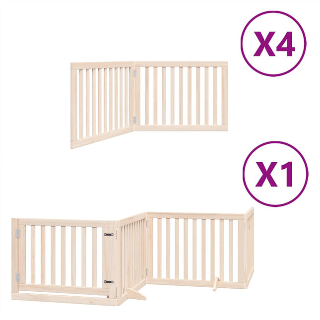 hundelåge med dør 12 paneler 960 cm foldbar poppeltræ