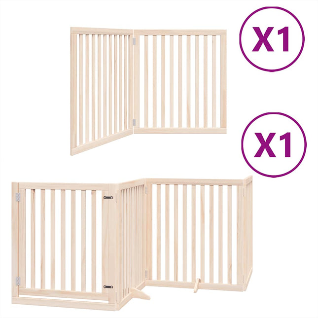 hundelåge med dør 6 paneler 480 cm foldbar poppeltræ
