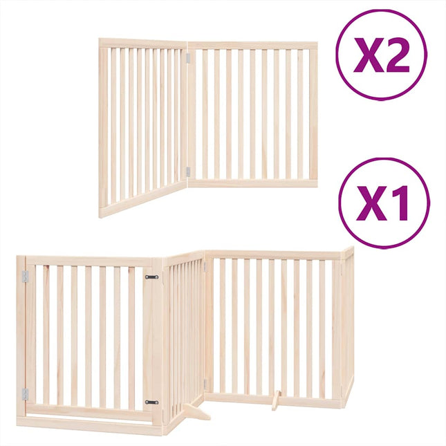 hundelåge med dør 8 paneler 640 cm foldbar poppeltræ
