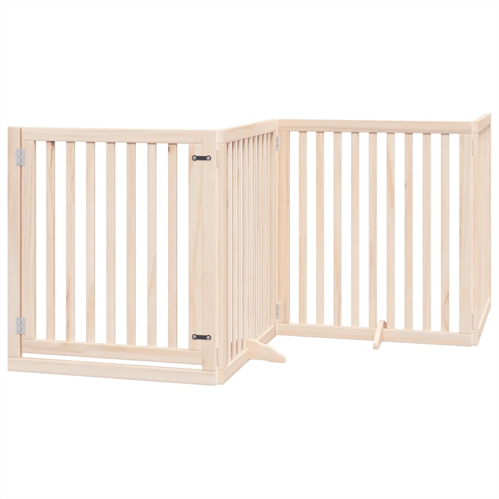 hundelåge med dør 8 paneler 640 cm foldbar poppeltræ