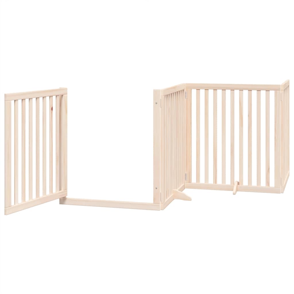 hundelåge med dør 8 paneler 640 cm foldbar poppeltræ