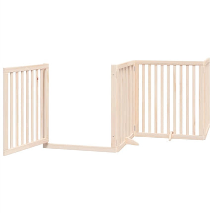 hundelåge med dør 8 paneler 640 cm foldbar poppeltræ