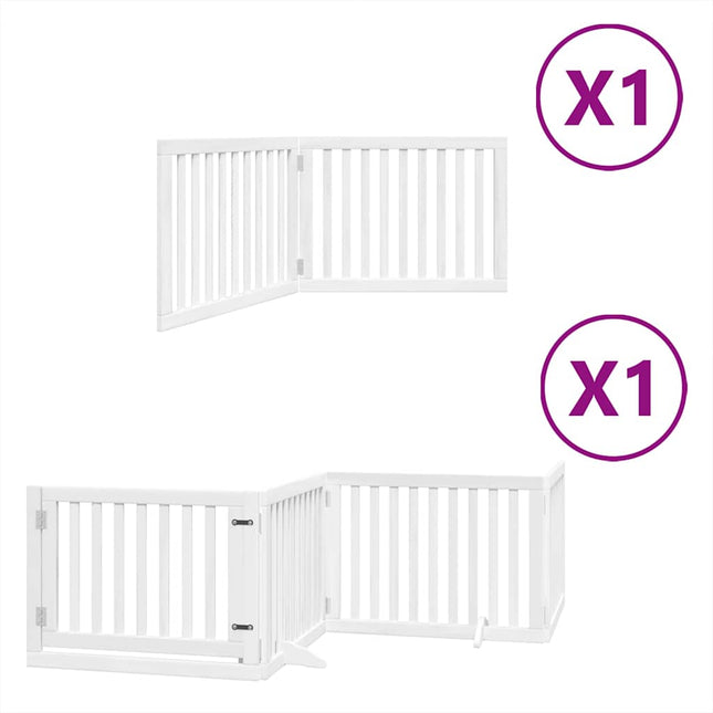 hundelåge med dør 6 paneler 480 cm foldbar poppeltræ hvid