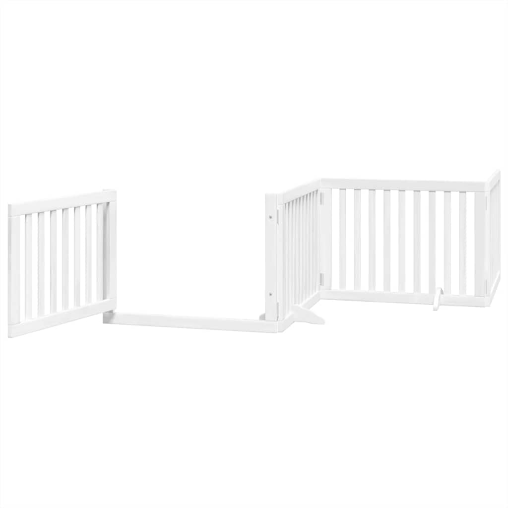 hundelåge med dør 6 paneler 480 cm foldbar poppeltræ hvid