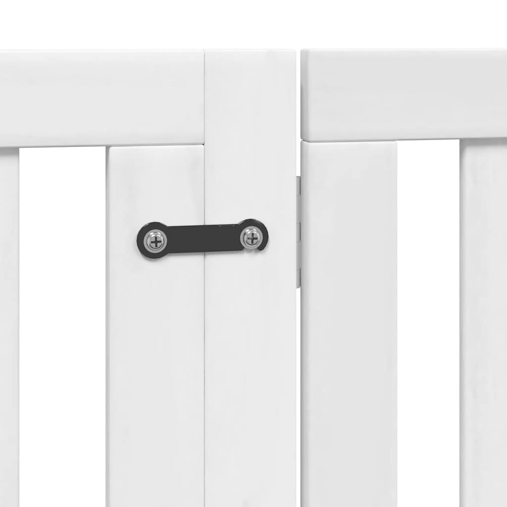 hundelåge med dør 6 paneler 480 cm foldbar poppeltræ hvid