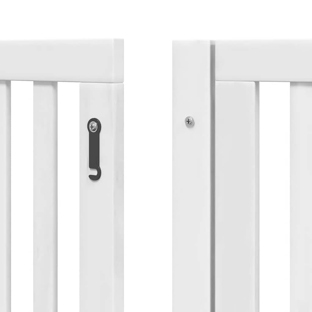 hundelåge med dør 6 paneler 480 cm foldbar poppeltræ hvid