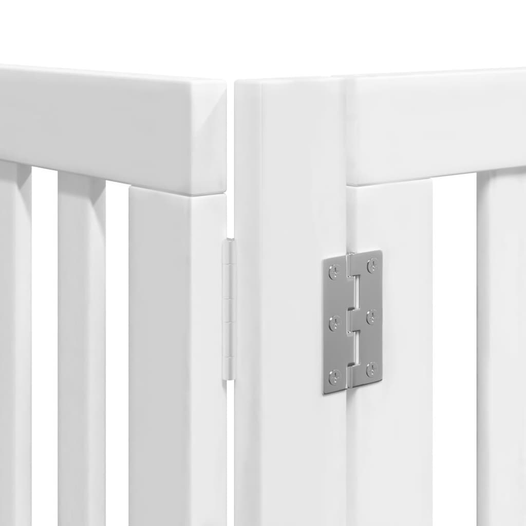 hundelåge med dør 6 paneler 480 cm foldbar poppeltræ hvid