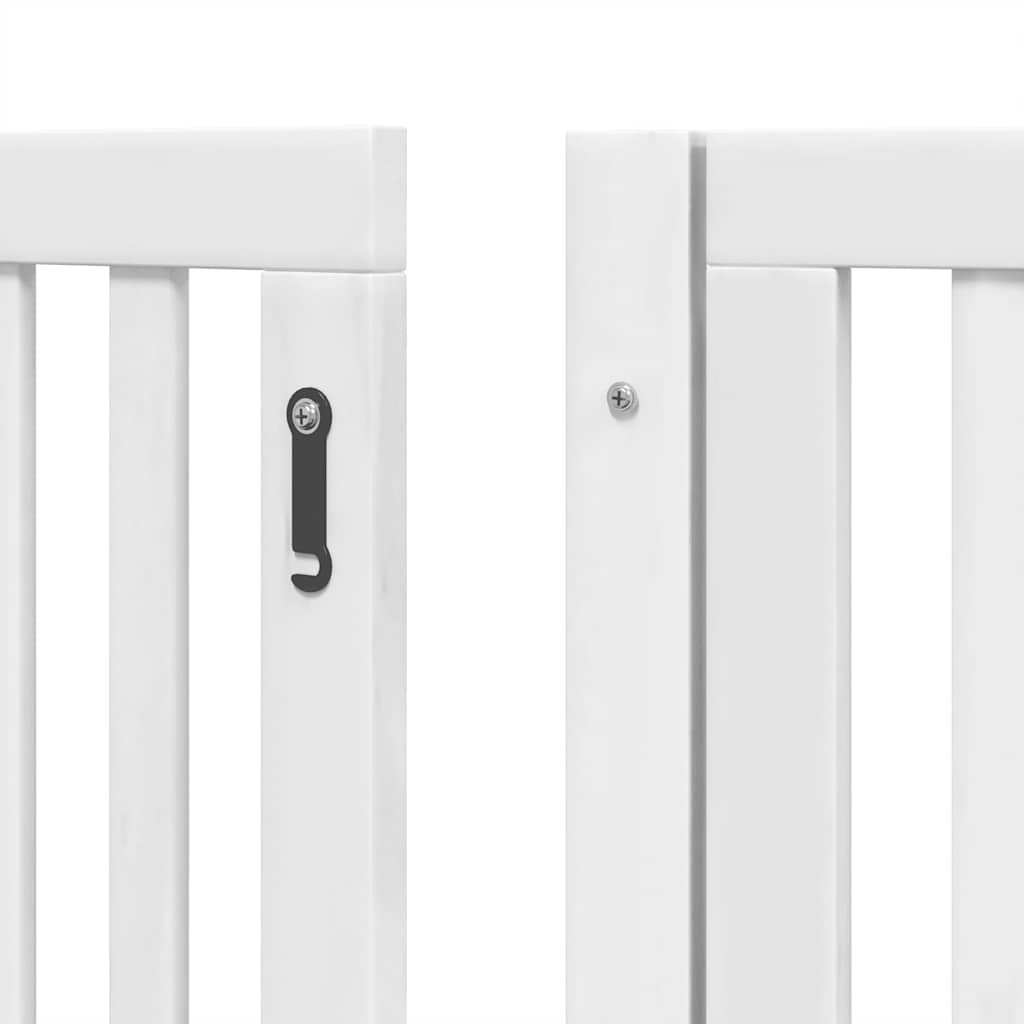 hundelåge med dør 8 paneler 640 cm foldbar poppeltræ hvid