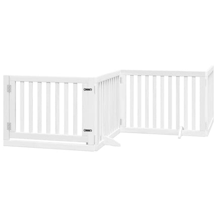 hundelåge med dør 12 paneler 960 cm foldbar poppeltræ hvid