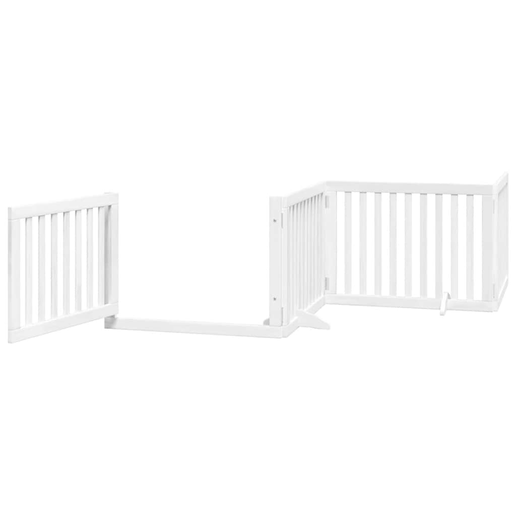 hundelåge med dør 12 paneler 960 cm foldbar poppeltræ hvid