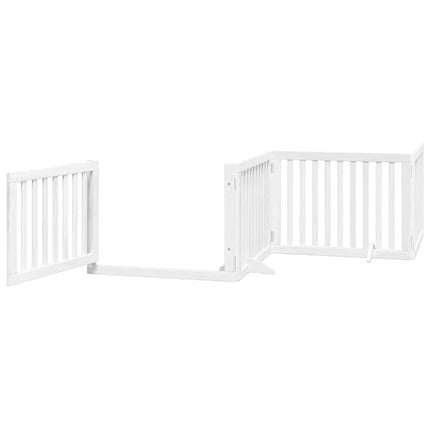 hundelåge med dør 12 paneler 960 cm foldbar poppeltræ hvid