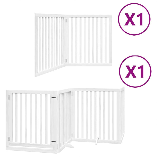 hundelåge med dør 6 paneler 480 cm foldbar poppeltræ hvid