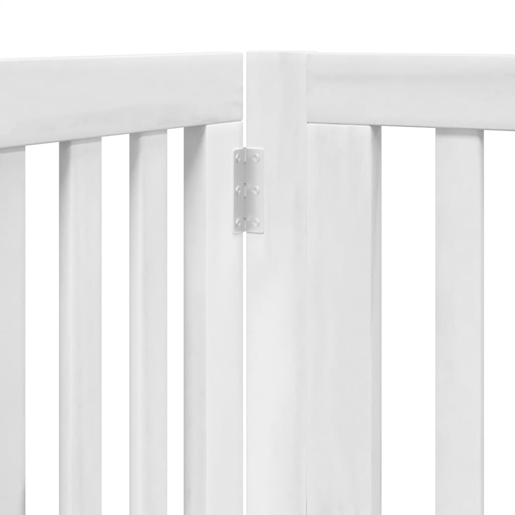 hundelåge med dør 6 paneler 480 cm foldbar poppeltræ hvid