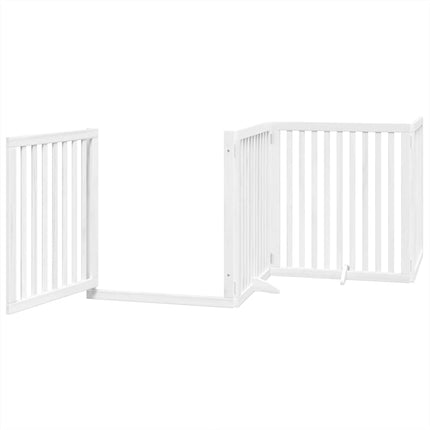hundelåge med dør 8 paneler 640 cm foldbar poppeltræ hvid