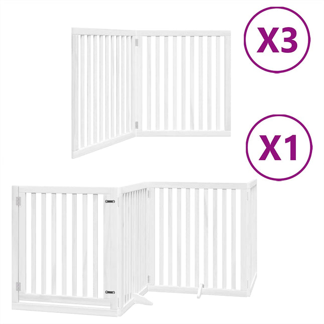 hundelåge med dør 10 paneler 800 cm foldbar poppeltræ hvid