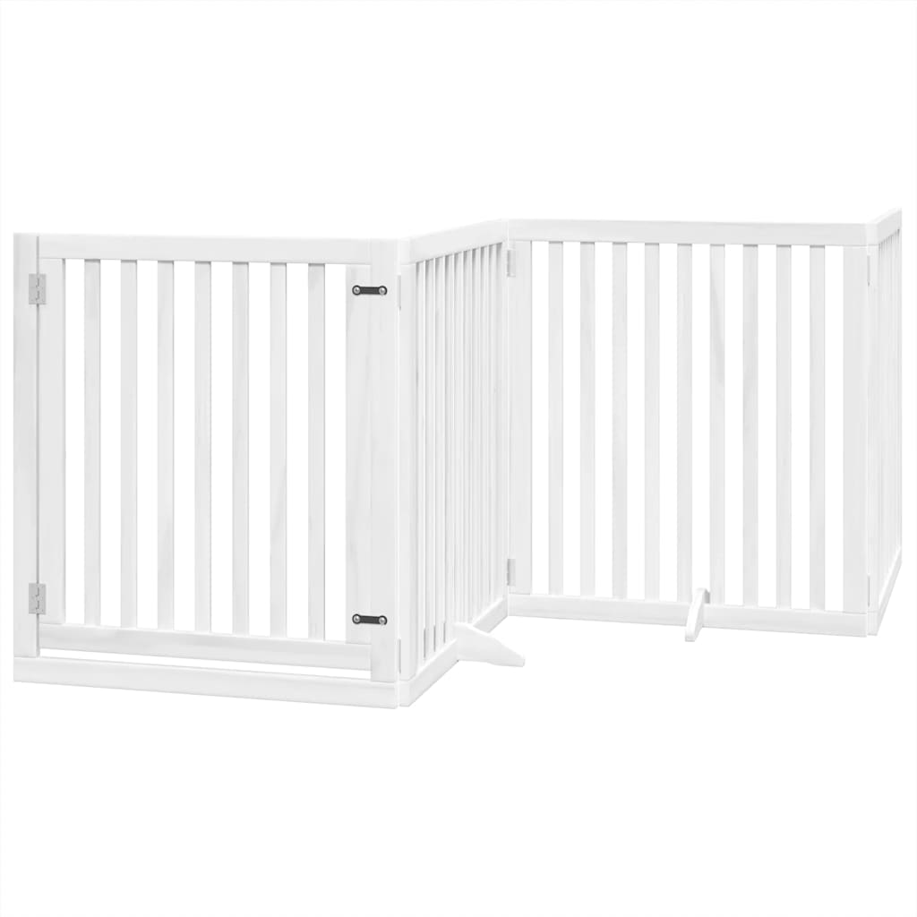hundelåge med dør 10 paneler 800 cm foldbar poppeltræ hvid