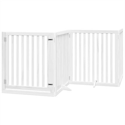 hundelåge med dør 10 paneler 800 cm foldbar poppeltræ hvid