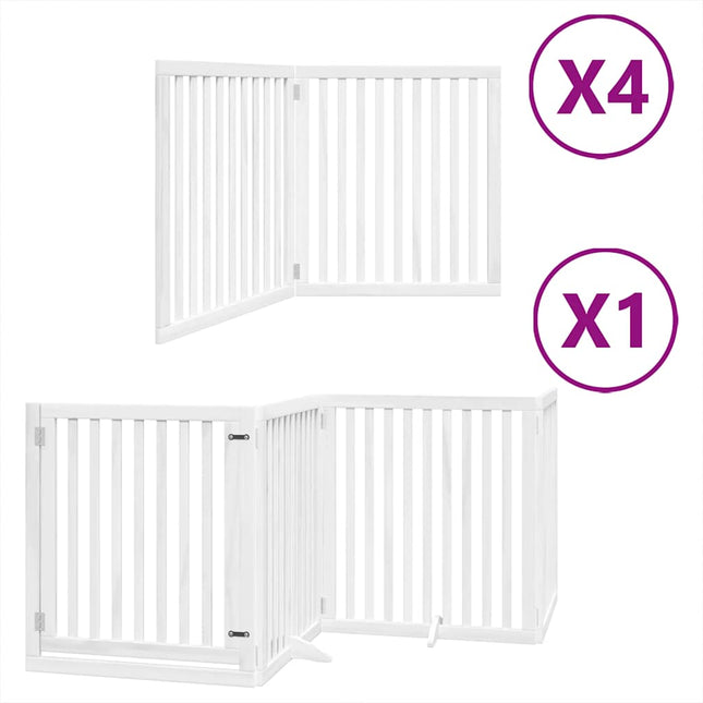 hundelåge med dør 12 paneler 960 cm foldbar poppeltræ hvid
