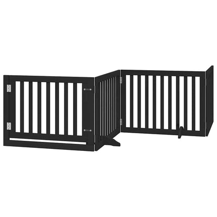 hundelåge med dør 10 paneler 800 cm foldbar poppeltræ sort