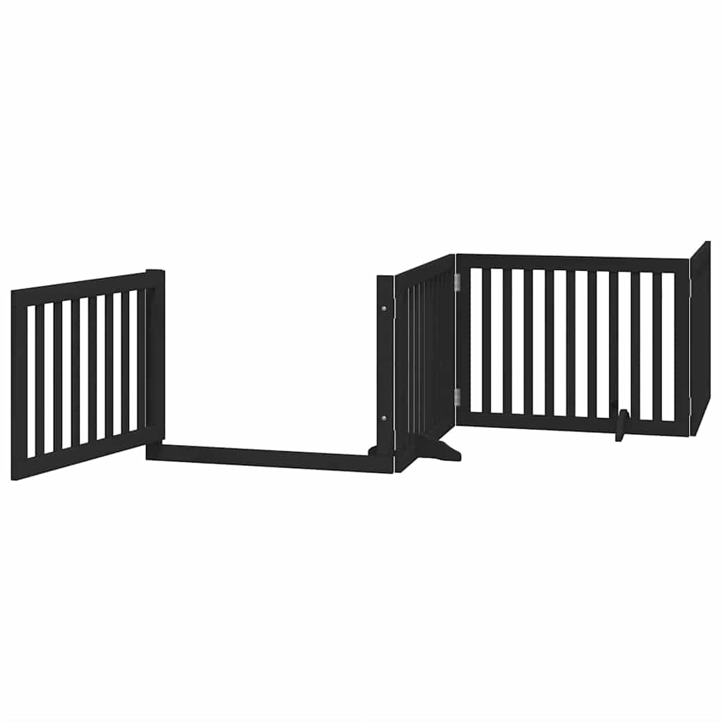 hundelåge med dør 12 paneler 960 cm foldbar poppeltræ sort
