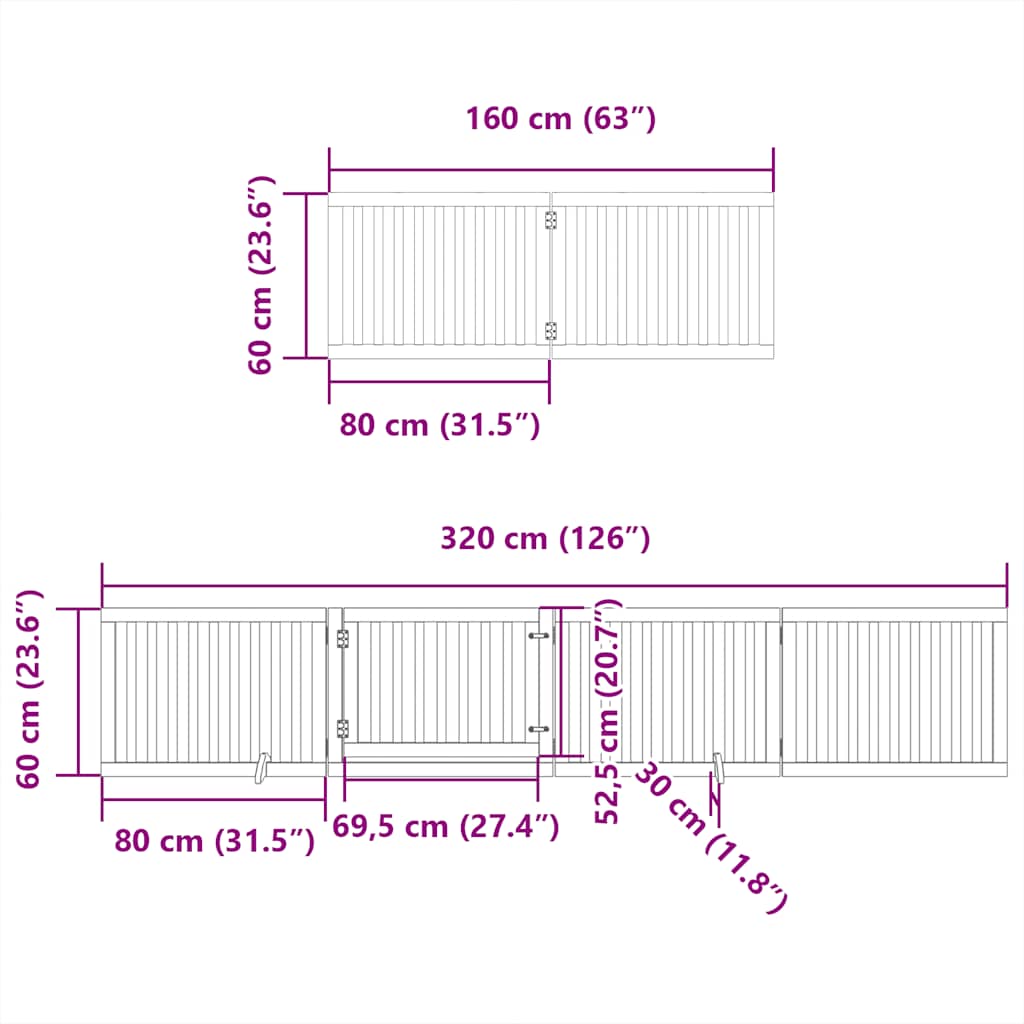 hundelåge med dør 12 paneler 960 cm foldbar poppeltræ sort