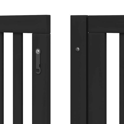 hundelåge med dør 10 paneler 800 cm foldbar poppeltræ sort