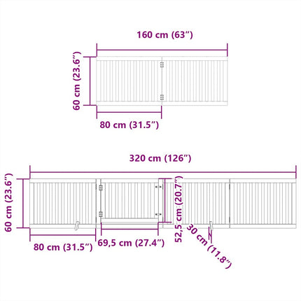 hundelåge med dør 6 paneler 480 cm foldbar poppeltræ brun