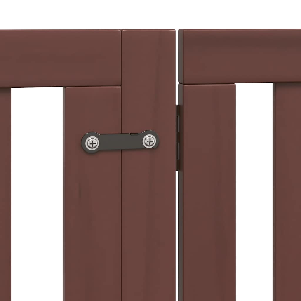 hundelåge med dør 8 paneler 640 cm foldbar poppeltræ brun