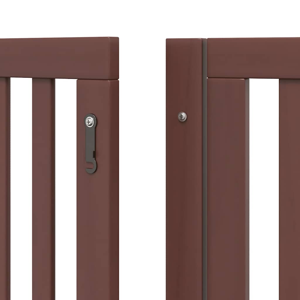 hundelåge med dør 8 paneler 640 cm foldbar poppeltræ brun