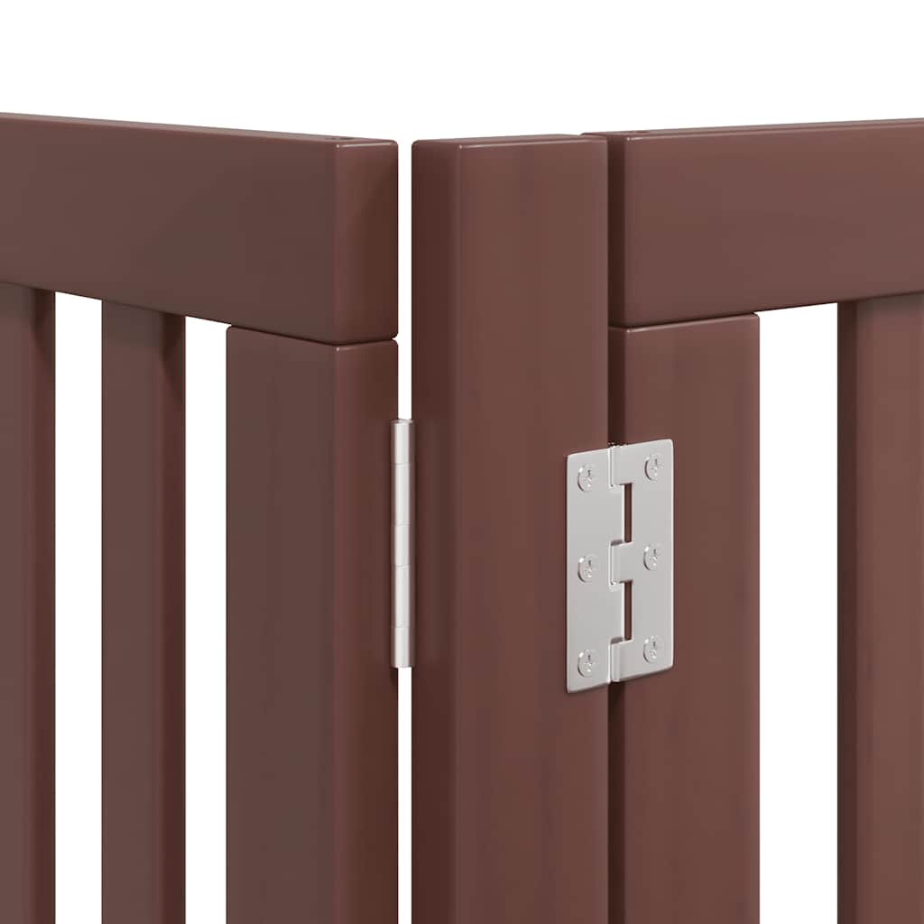 hundelåge med dør 8 paneler 640 cm foldbar poppeltræ brun