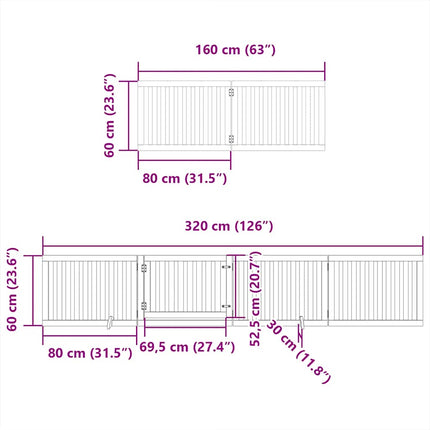 hundelåge med dør 12 paneler 960 cm foldbar poppeltræ brun