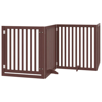 hundelåge med dør 6 paneler 480 cm foldbar poppeltræ brun