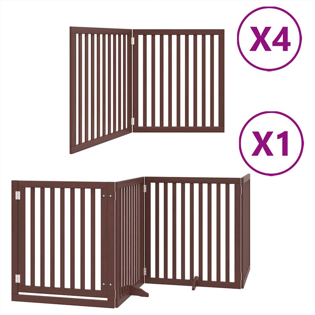 hundelåge med dør 12 paneler 960 cm foldbar poppeltræ brun