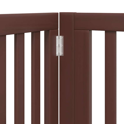 hundelåge med dør 12 paneler 960 cm foldbar poppeltræ brun